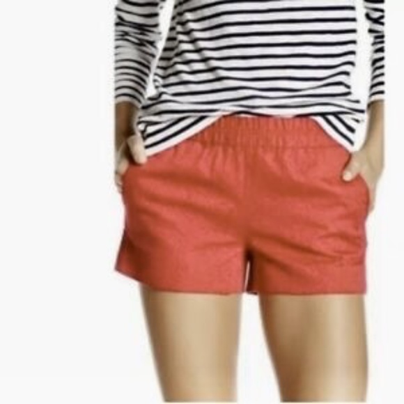 EUC J. Crew Factory Coral Jacquard Floral Pull On Shorts Size 6 - Picture 1 of 7